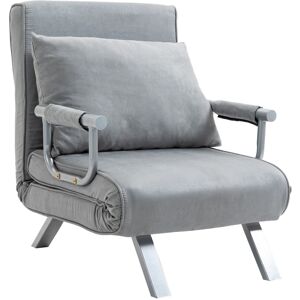 MHSTAR UK LTD HOMCOM Sofa Bed Foldable Portable Armchair Sleeper Lounge with Pillow Light Grey