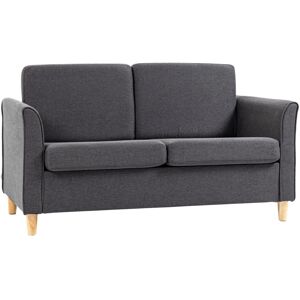 MHSTAR UK LTD HOMCOM 2 Seater Sofa Compact Loveseat Couch Living Room Furniture with Wood Legs Armrest Dark Grey