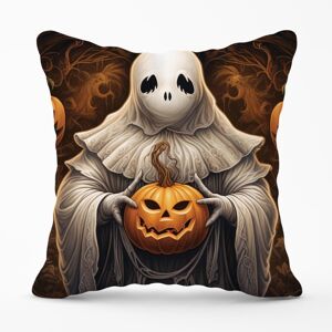 WRT Ltd Spooky White Ghost Holding Pumpkin Outdoor Cushion - 45cm x 45cm WRT Ltd Spooky White Ghost Holding Pumpkin Outdoor Cushion - 45cm x 45cm