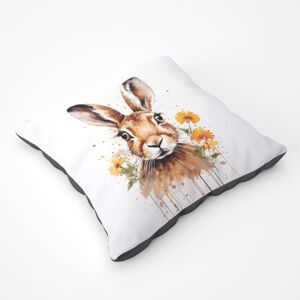 WRT Ltd Watercolour Hare And Daisies Floor Cushion WRT Ltd Watercolour Hare And Daisies Floor Cushion