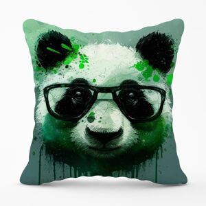 WRT Ltd Panda With Glasses, Green Splashart Outdoor Cushion - 45cm x 45cm WRT Ltd Panda With Glasses, Green Splashart Outdoor Cushion - 45cm x 45cm