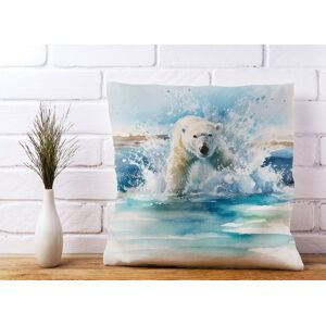 WRT Ltd Hunting Polar Bear Watercolour Cushions - 60cm x 60cm WRT Ltd Hunting Polar Bear Watercolour Cushions - 60cm x 60cm