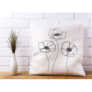 WRT Ltd Monochrome Line Drawn Poppies Cushions - 60cm x 60cm WRT Ltd Monochrome Line Drawn Poppies Cushions - 60cm x 60cm