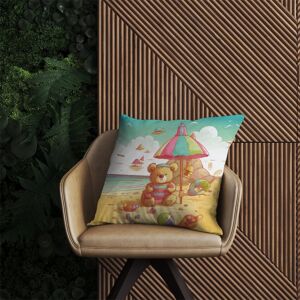 WRT Ltd Lucky Teddy Bear On A Beach Holiday Outdoor Cushion - 60cm x 60cm WRT Ltd Lucky Teddy Bear On A Beach Holiday Outdoor Cushion - 60cm x 60cm