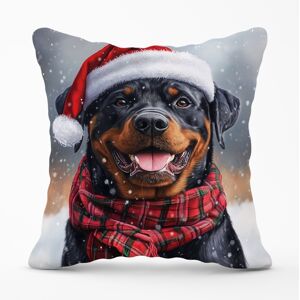 WRT Ltd Snowy Christmas Rottweiler Cushion - 60cm x 60cm WRT Ltd Snowy Christmas Rottweiler Cushion - 60cm x 60cm