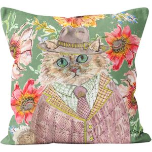 WRT Ltd Cottage Floral Cat 45cm x 45cm Double Sided Cushion WRT Ltd Cottage Floral Cat 45cm x 45cm Double Sided Cushion