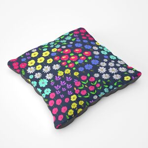 WRT Ltd Multicoloured Flower Pattern Floor Cushion WRT Ltd Multicoloured Flower Pattern Floor Cushion