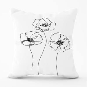 WRT Ltd Monochrome Line Drawn Poppies Cushions - 45cm x 45cm WRT Ltd Monochrome Line Drawn Poppies Cushions - 45cm x 45cm