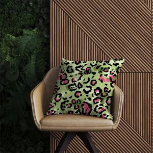 WRT Ltd Green And Pink Leopard Print Outdoor Cushion - 60cm x 60cm WRT Ltd Green And Pink Leopard Print Outdoor Cushion - 60cm x 60cm