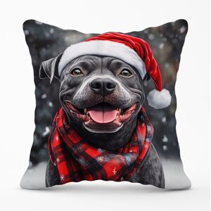 WRT Ltd Christmas Staffordshire Bull Terrier Cushion - 45cm x 45cm WRT Ltd Christmas Staffordshire Bull Terrier Cushion - 45cm x 45cm