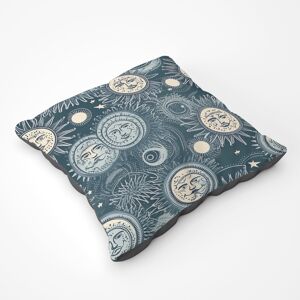 WRT Ltd Silver Blue Moon And Stars Floor Cushion WRT Ltd Silver Blue Moon And Stars Floor Cushion