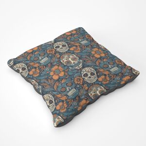 WRT Ltd Dia De Los Muertos Skulls Pattern Floor Cushion WRT Ltd Dia De Los Muertos Skulls Pattern Floor Cushion