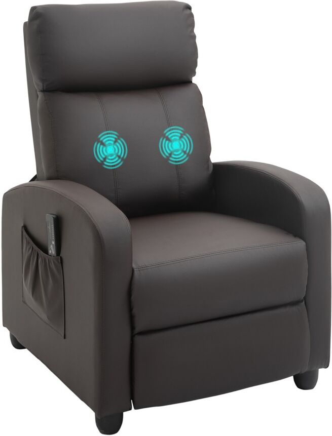 MHSTAR UK LTD HOMCOM Recliner Sofa Massage Chair PU Leather Armcair w/ Footrest and Remote Control for Living Room, Bedroom, Home Theater, Brown