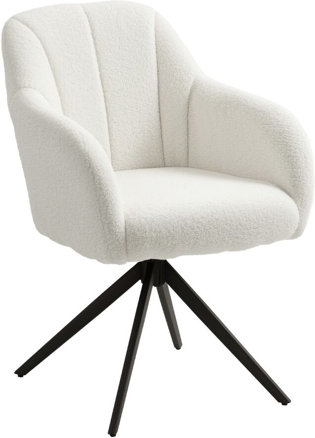 MHSTAR UK LTD HOMCOM 360 Degree Swivel Accent Chair, Teddy Fleece Fabric Armchair, Upholstered Tufted Vanity Chair with Steel Legs for Living Room, Bedroom, Home Of