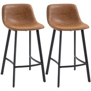 MHSTAR UK LTD HOMCOM Industrial Bar Stools Set of 2, Bar Chairs with Steel Legs, Brown