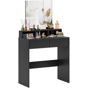 MHSTAR UK LTD HOMCOM Dressing Table with Mirror, Vanity Table with 2 Drawers, 3 Compartments, for Bedroom, Modern Dresser Makeup Desk for Women and Girls, Black