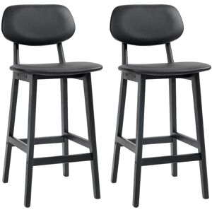 MHSTAR UK LTD HOMCOM Set of 2 Black Faux Leather Bar Stools