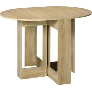 MHSTAR UK LTD HOMCOM Folding Dining Table, Space-saving Drop Leaf Table for Small Space, Kitchen, Dining Room, Oak