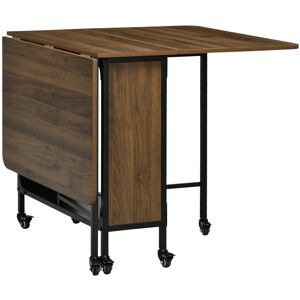 MHSTAR UK LTD HOMCOM Mobile Drop Leaf Table Folding Kitchen Table Extendable Dining Table For Small Spaces With 6 Wheels & Storage Shelf Light Brown