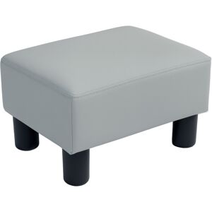 MHSTAR UK LTD HOMCOM Faux Leather Footstool, Small Foot Rest, Rectangle Sofa Stool for Bedroom Living Room, Grey