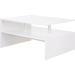 MHSTAR UK LTD HOMCOM 2 Tier Coffee/End Table Modern Design w/Open Shelf Living Room White