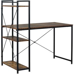 MHSTAR UK LTD HOMCOM Computer Desk Home Office Desk with 4 Tier Metal Frame Home Office Furniture 120 x 64 x 121cm, Rustic Brown and Black