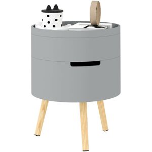 MHSTAR UK LTD HOMCOM 3-Tier Coffee Table, Round End Table with 2 Hidden Compartments and Detachable Tray, Side Table with Storage for Living Room, Grey