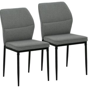 MHSTAR UK LTD HOMCOM Velvet Dining Chairs Set of 2, Modern Upholstered Kitchen Chairs with Metal Legs, Curved Back and Padded Seat, Armless Side Chairs for Dining R