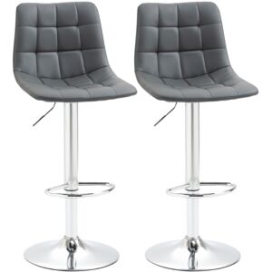 MHSTAR UK LTD HOMCOM Bar Stools Set of 2 Adjustable Counter Barstools W/ Footrest Grey