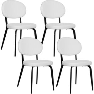 MHSTAR UK LTD HOMCOM Boucle Dining Chairs Set of 4, Modern Upholstered Sherpa Kitchen Chairs with Backrest, Metal Legs and Padded Seat for Dining Room, Bedroom, Liv