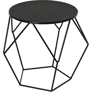 MHSTAR UK LTD HOMCOM Round Coffee Table, Sofa Side Table with Steel Frame, Nordic Minimalist Style Nightstand for Living Room, Bedroom, Black