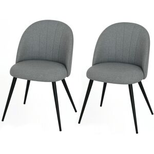 MHSTAR UK LTD HOMCOM Velvet Dining Chairs Set of 2, Modern Upholstered Kitchen Chairs with Metal Legs, Shell Backrest and Padded Seat for Dining Room, Bedroom, Livi