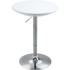 MHSTAR UK LTD HOMCOM Modern Round Bar Table Adjustable Height Home Pub Bistro Desk Swivel Painted Top with Silver Steel Leg and Base, White