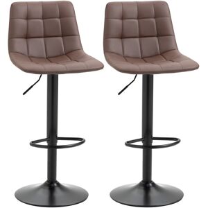 MHSTAR UK LTD HOMCOM Bar Stools Set of 2 Adjustable Counter Barstools W/ Footrest Brown
