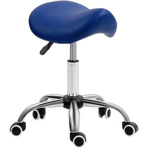 MHSTAR UK LTD HOMCOM Cosmetic Stool 360° Rotate Height Adjustable Salon Massage Spa Chair Hydraulic Rolling Faux Leather Saddle Stool Mobility, Dark Blue