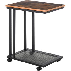 MHSTAR UK LTD HOMCOM Mobile Sofa Side End Coffee C Table Laptop Stand Rolling Castors Storage