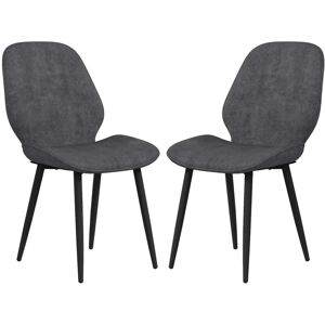 MHSTAR UK LTD HOMCOM Dining Chairs Set of 2, Velvet Fabric Upholstered Kitchen Chairs with Solid Metal Legs for Dining Room, Living Room, Lounge, Grey