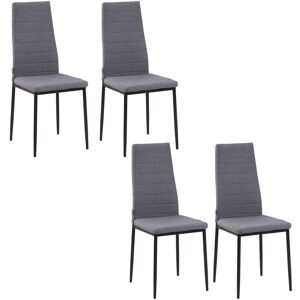 MHSTAR UK LTD HOMCOM Dining Chairs Upholstered Fabric Accent Chairs with Metal Legs, Set of 4
