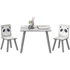 MHSTAR UK LTD ZONEKIZ Kids Table and Chair Set, Toddler Table with 2 Chairs, Three Piece Toddler Activity Furniture Set for Bedroom, Nursery, Playroom, Grey