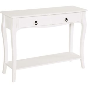MHSTAR UK LTD HOMCOM Console Table Modern Sofa Side Desk with Storage Shelves Drawers for Living Room Entryway Bedroom Ivory White