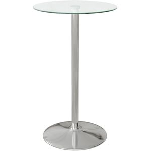 MHSTAR UK LTD HOMCOM Round Bar Table, Modern Bistro Table with Tempered Glass Top and Steel Frame, High Pub Table for 2, Easy Assembly for Breakfast Bar, Dining Roo
