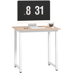 MHSTAR UK LTD HOMCOM Computer Desk, Writing Table, 80 x 60 x 76cm Workstation for Home Office, Study with Metal Frame, Simple Assembly, White