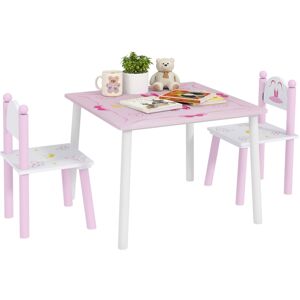 MHSTAR UK LTD AIYAPLAY Toddler Table and Chair Set, Princess Design Kids Table and 2 Chairs Set for Activity, Art, Drawing, for Playroom, Nursery, Pink