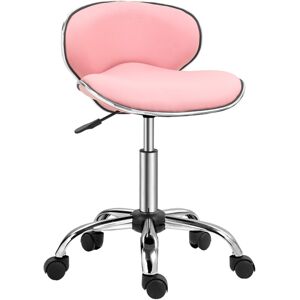 MHSTAR UK LTD HOMCOM Adjustable Rolling Swivel Beauty Salon Chair, Stool for Spa, Technician - Pink
