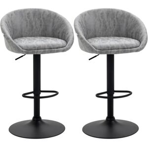 MHSTAR UK LTD HOMCOM Modern Swivel Bar Stools Set of 2 with Adjustable Height, Light Grey
