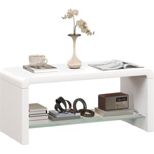 MHSTAR UK LTD HOMCOM High Gloss Coffee Table with Storage, Two-Tier Living Room Table with Glass Shelf, Modern Centre Table for Home Office, 100 x 45 x 45cm, High G