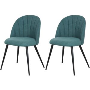 MHSTAR UK LTD HOMCOM Velvet Dining Chairs Set of 2, Modern Upholstered Kitchen Chairs with Metal Legs, Shell Backrest and Padded Seat for Dining Room, Bedroom, Livi