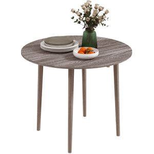 MHSTAR UK LTD HOMCOM Folding Dining Table for 4, Round Drop Leaf Table, Modern Space Saving Small Kitchen Table with Wood Legs for Dining Room, Grey