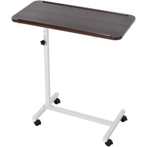 MHSTAR UK LTD HOMCOM Portable Overbed/Chair Table Sofa Side Notebook Laptop Desk PC Stand Height Adjustable w/ Lockable 4 Castors & Wooden Top - Brown