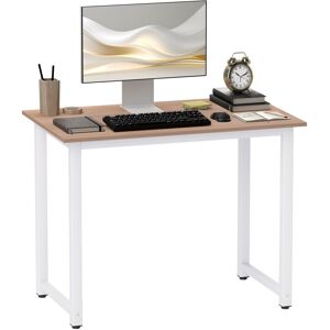 MHSTAR UK LTD HOMCOM Computer Desk, Writing Table, 100 x 60 x 76cm Workstation for Home Office, Study with Metal Frame, Simple Assembly, White